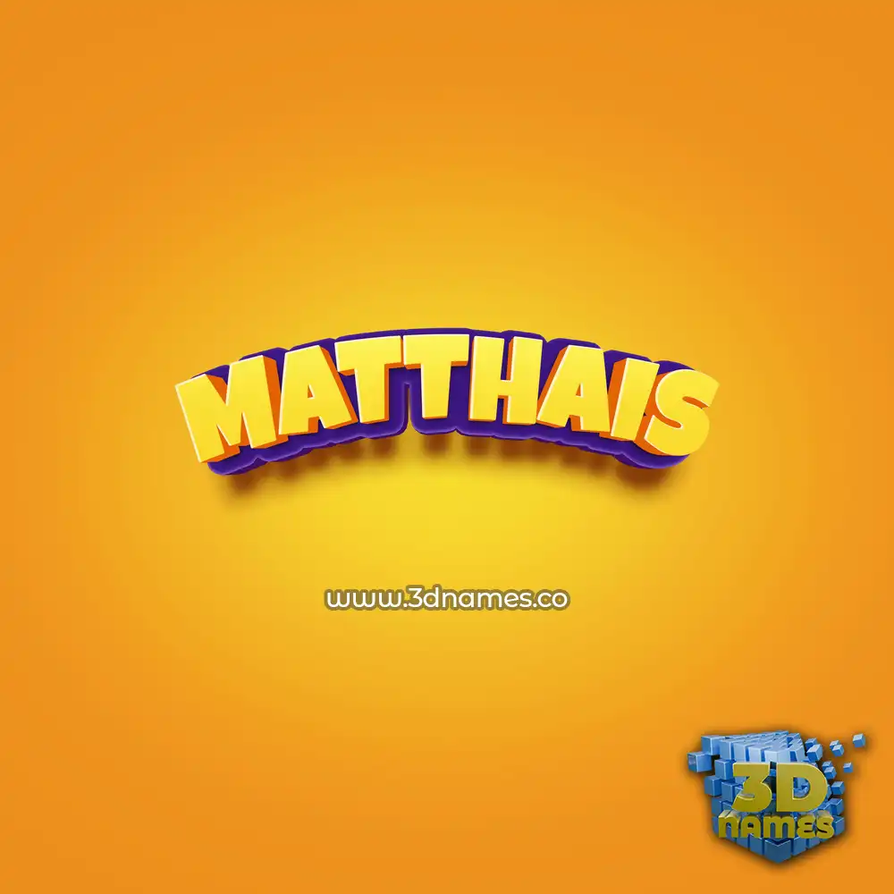 matthais in Orange Toon style - 3D name wallpaper