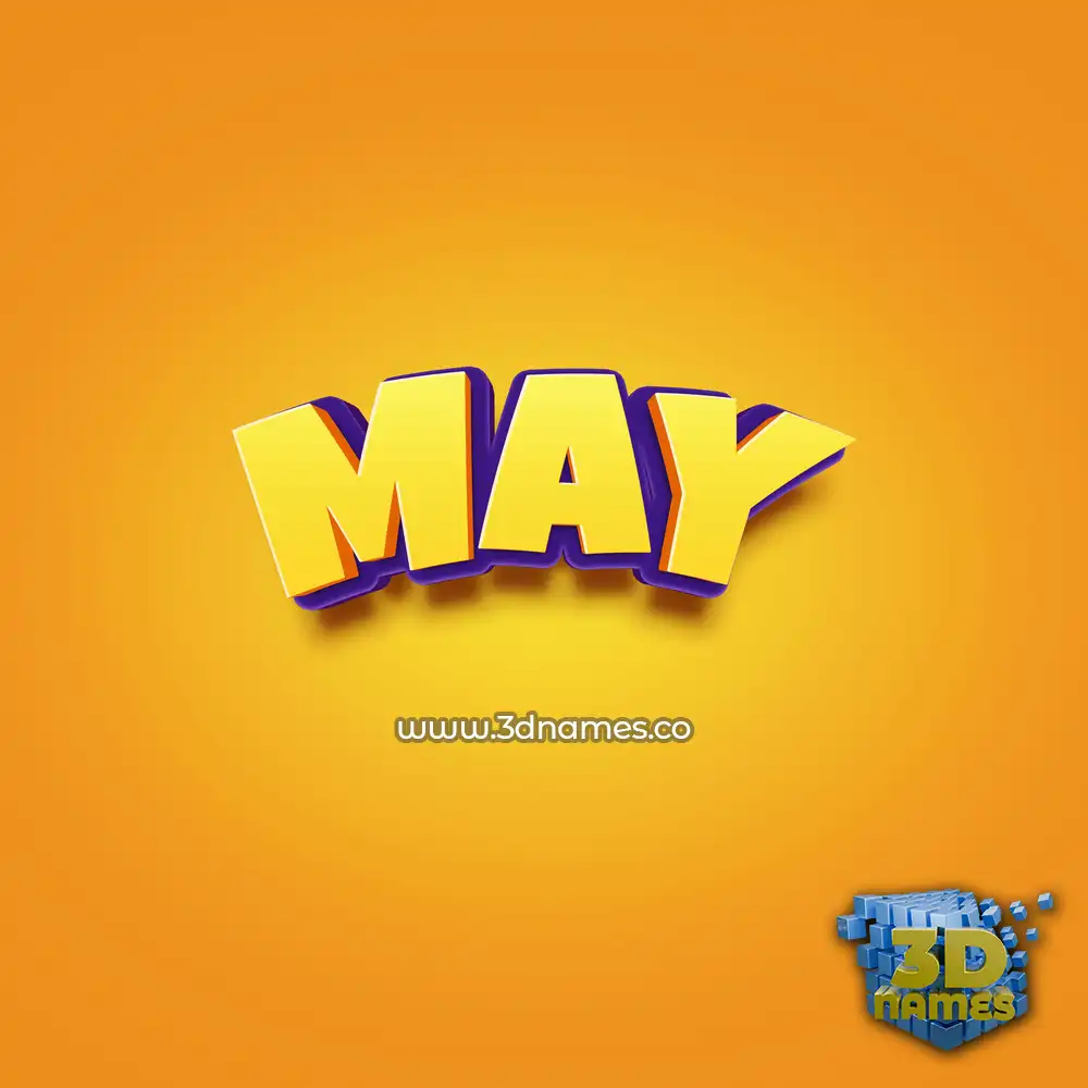 may in Orange Toon style - 3D name wallpaper