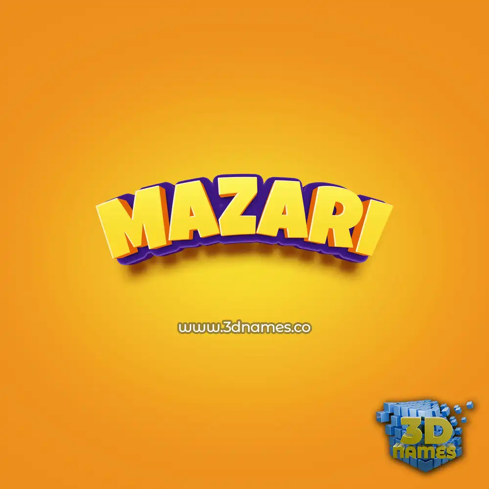 mazari in Orange Toon style - 3D name wallpaper
