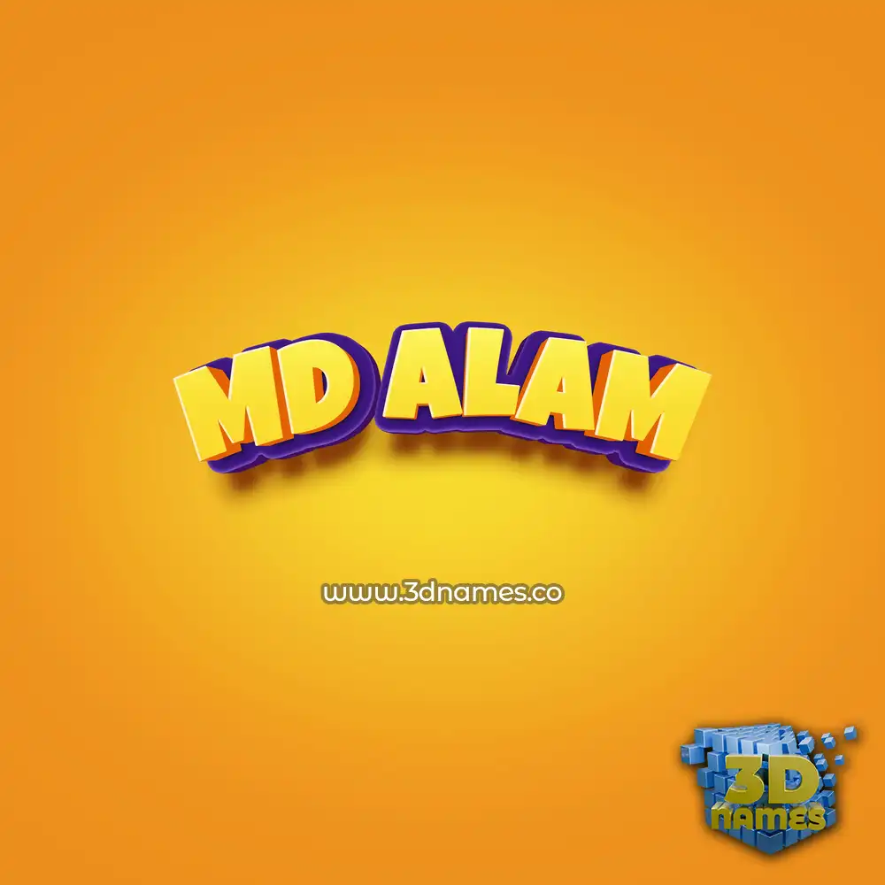 md alam in Orange Toon style - 3D name wallpaper