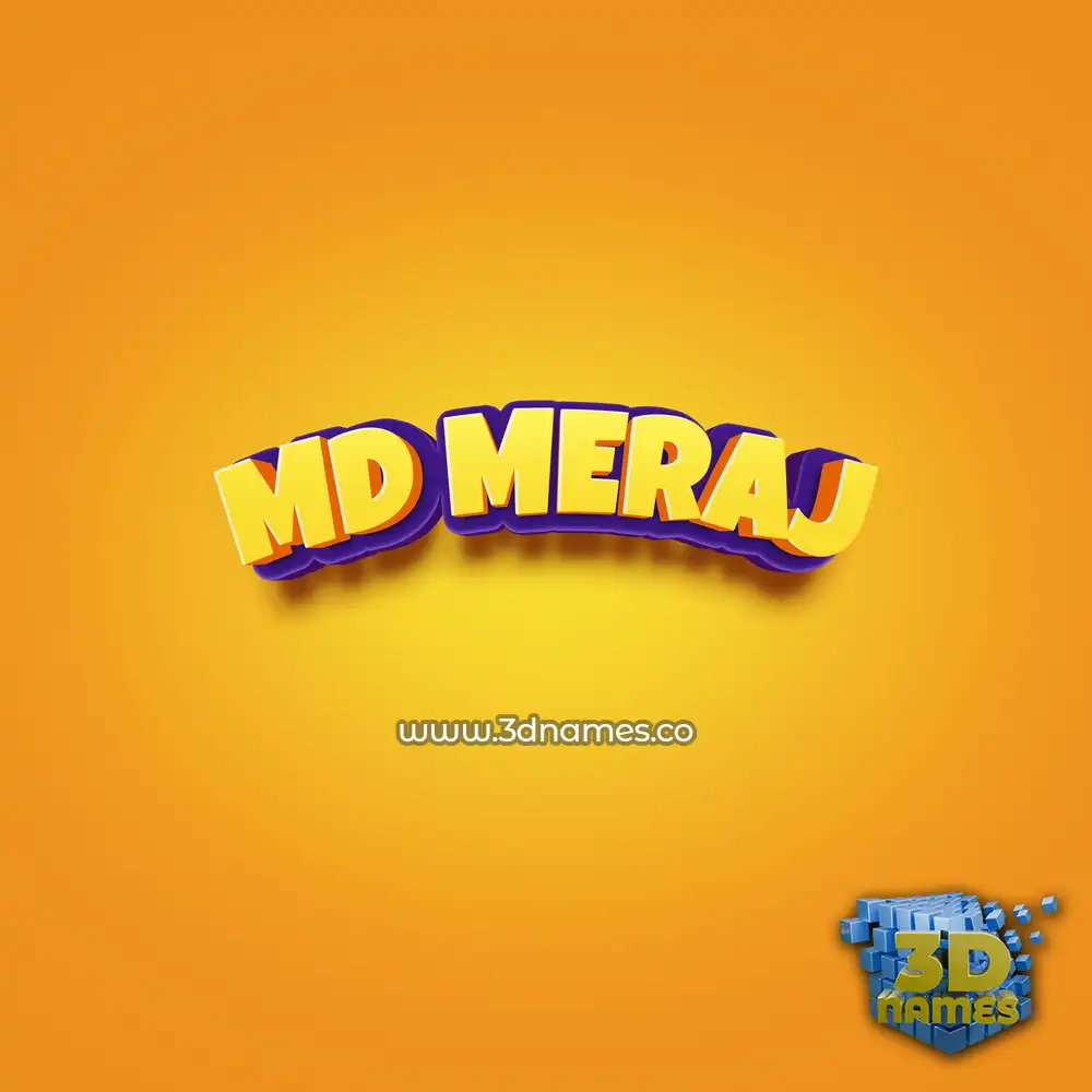 md meraj in Orange Toon style - 3D name wallpaper