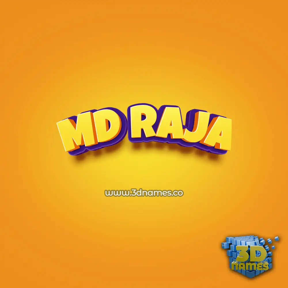 md raja in Orange Toon style - 3D name wallpaper
