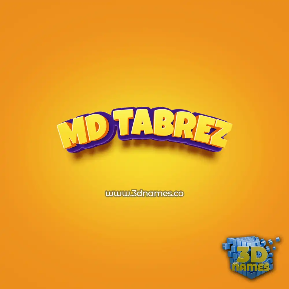 md tabrez in Orange Toon style - 3D name wallpaper