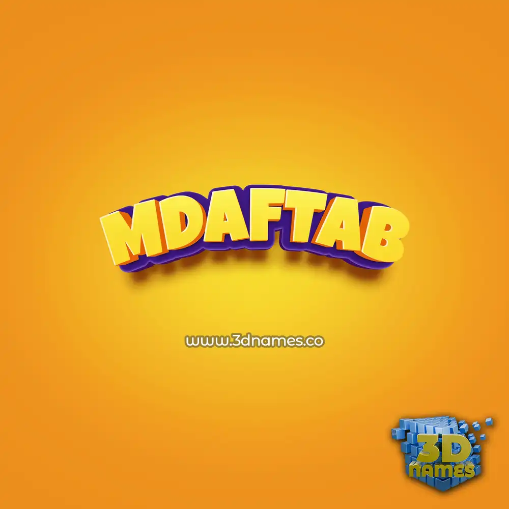 mdaftab in Orange Toon style - 3D name wallpaper