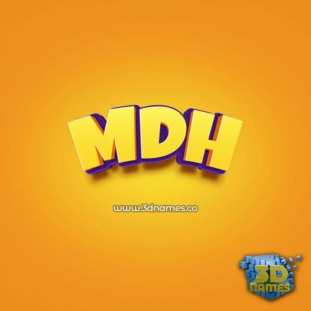 mdh in Orange Toon style - 3D name wallpaper