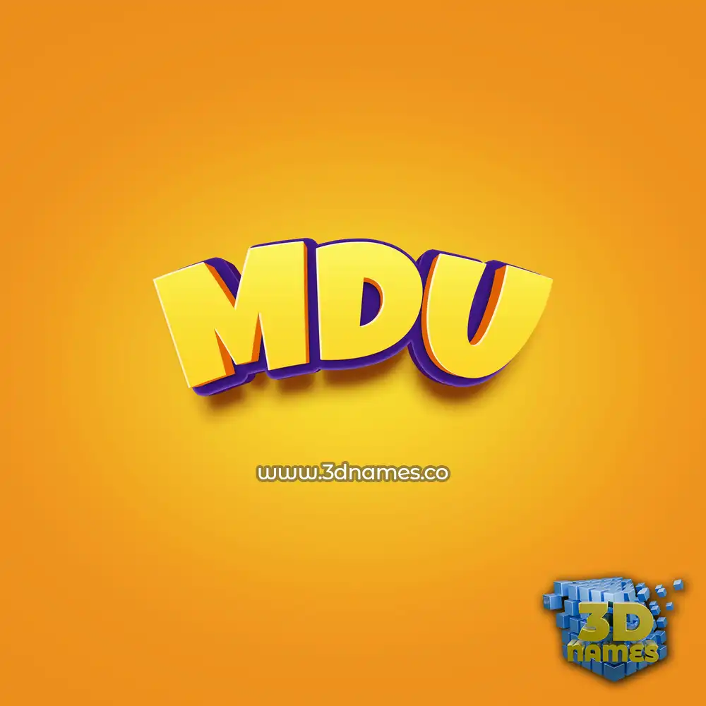 mdu in Orange Toon style - 3D name wallpaper