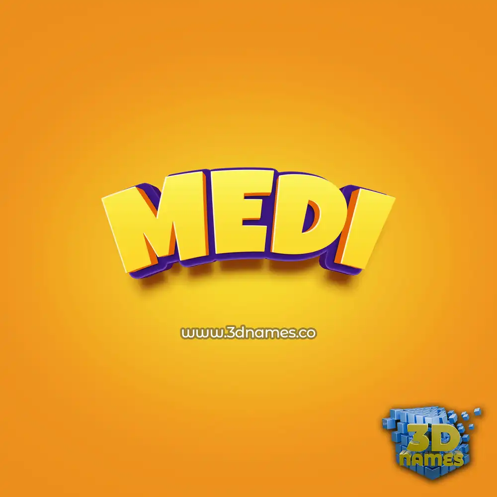 medi in Orange Toon style - 3D name wallpaper