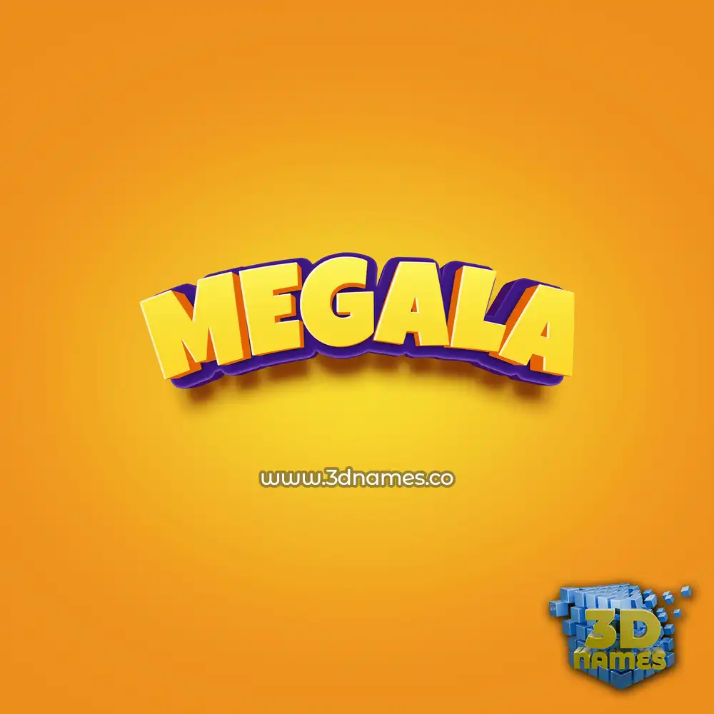 megala in Orange Toon style - 3D name wallpaper