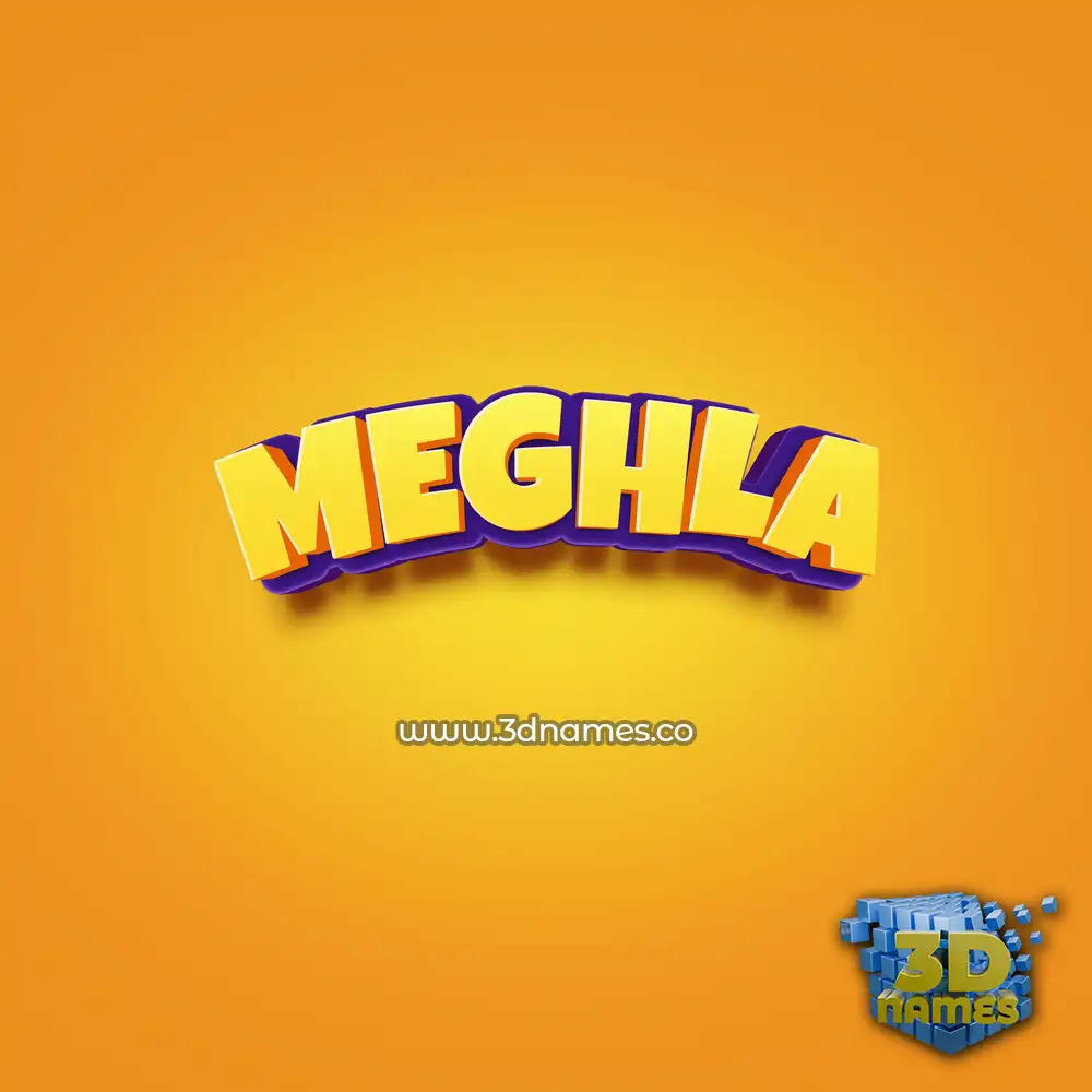 meghla in Orange Toon style - 3D name wallpaper