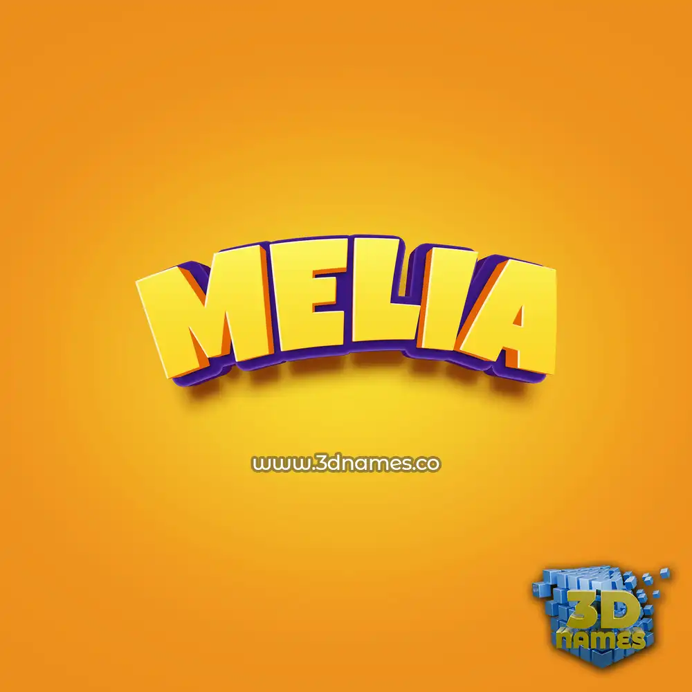 melia in Orange Toon style - 3D name wallpaper