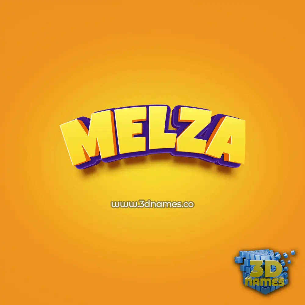 melza in Orange Toon style - 3D name wallpaper