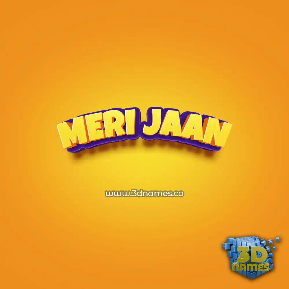 meri jaan in Orange Toon style - 3D name wallpaper