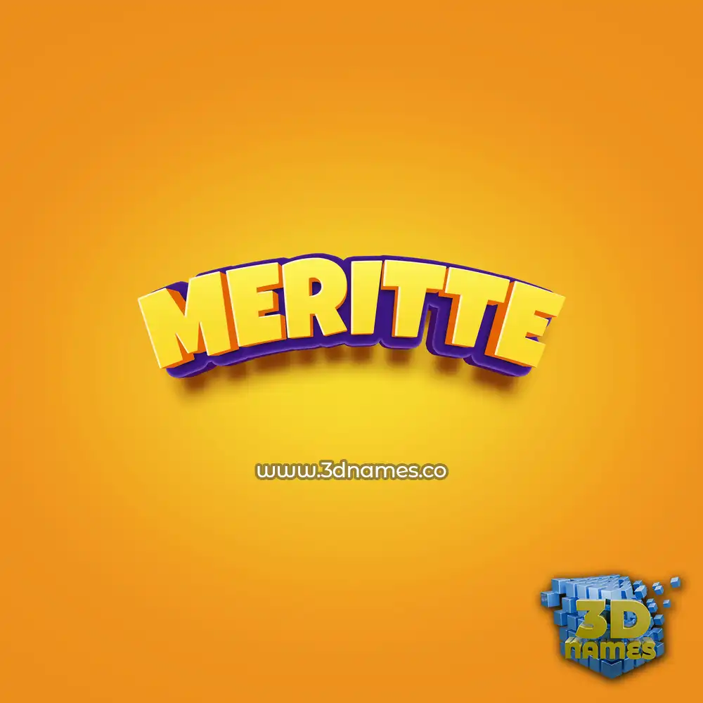 meritte in Orange Toon style - 3D name wallpaper