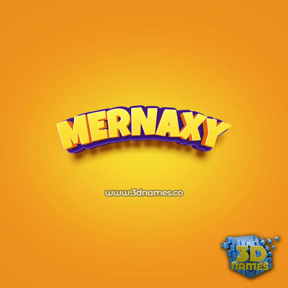 mernaxy in Orange Toon style - 3D name wallpaper