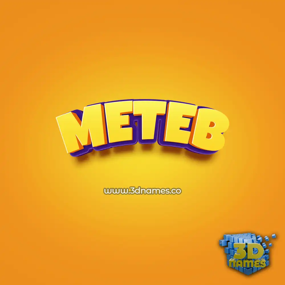 meteb in Orange Toon style - 3D name wallpaper