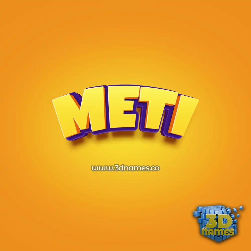 meti in Orange Toon style - 3D name wallpaper