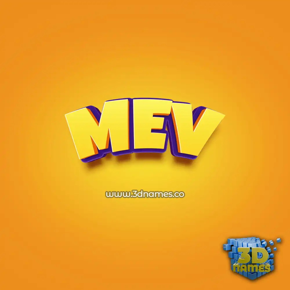 mev in Orange Toon style - 3D name wallpaper