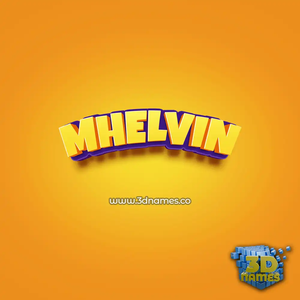 mhelvin in Orange Toon style - 3D name wallpaper
