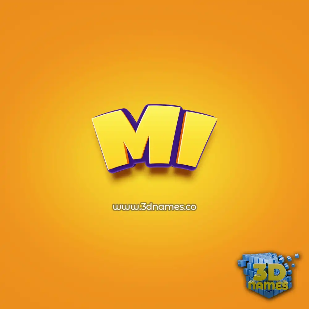 mi in Orange Toon style - 3D name wallpaper