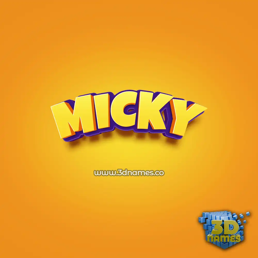 micky in Orange Toon style - 3D name wallpaper