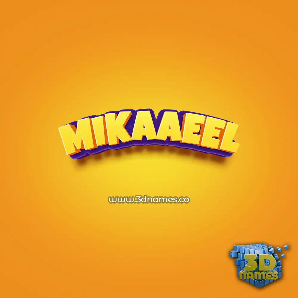 mikaaeel in Orange Toon style - 3D name wallpaper
