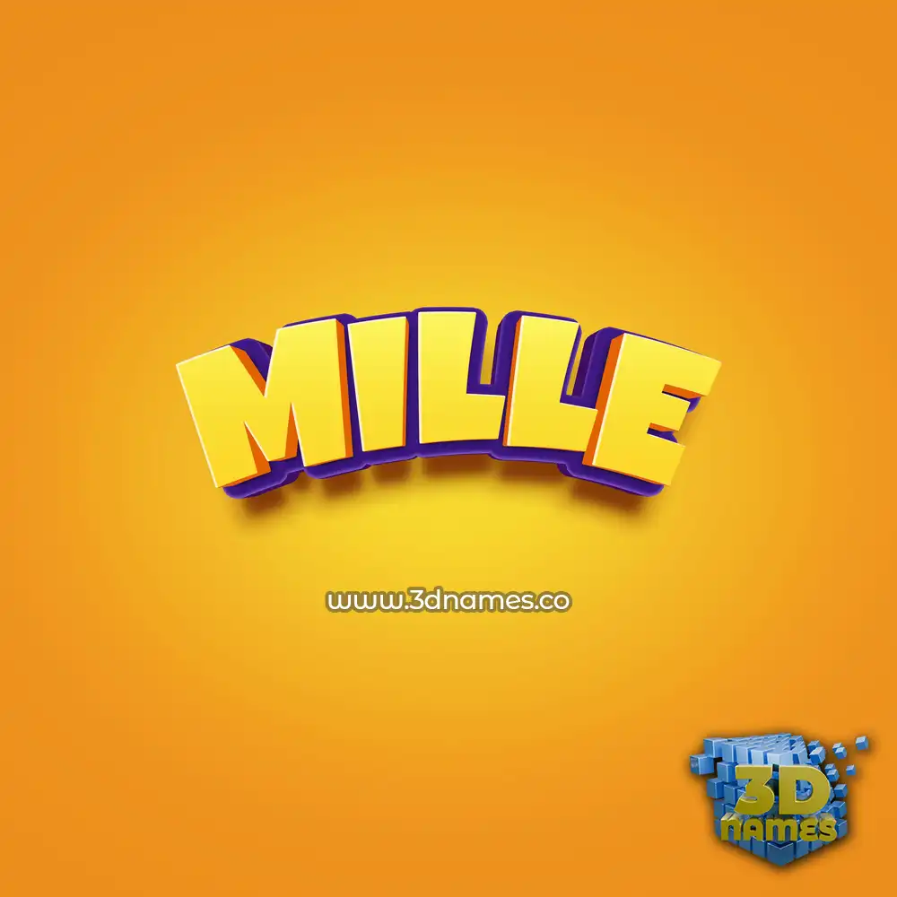 mille in Orange Toon style - 3D name wallpaper