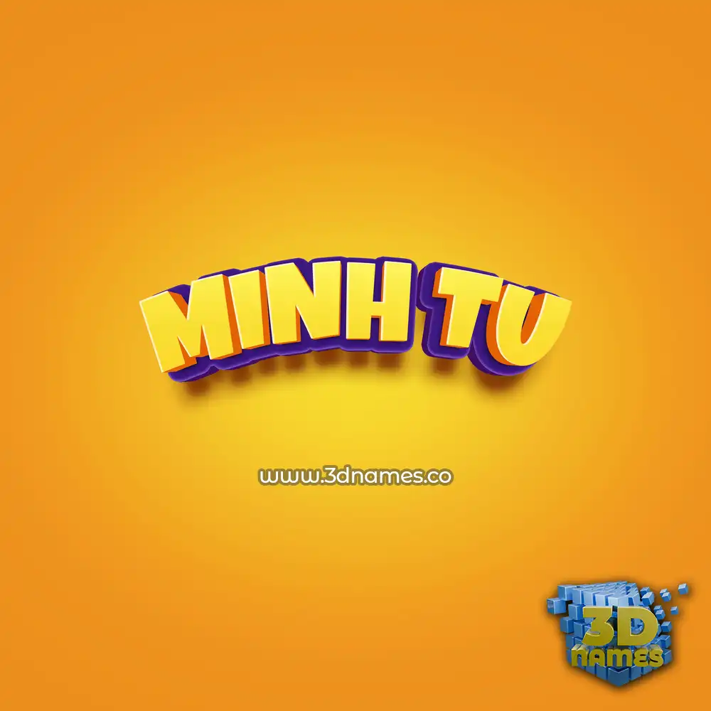 minh tu in Orange Toon style - 3D name wallpaper