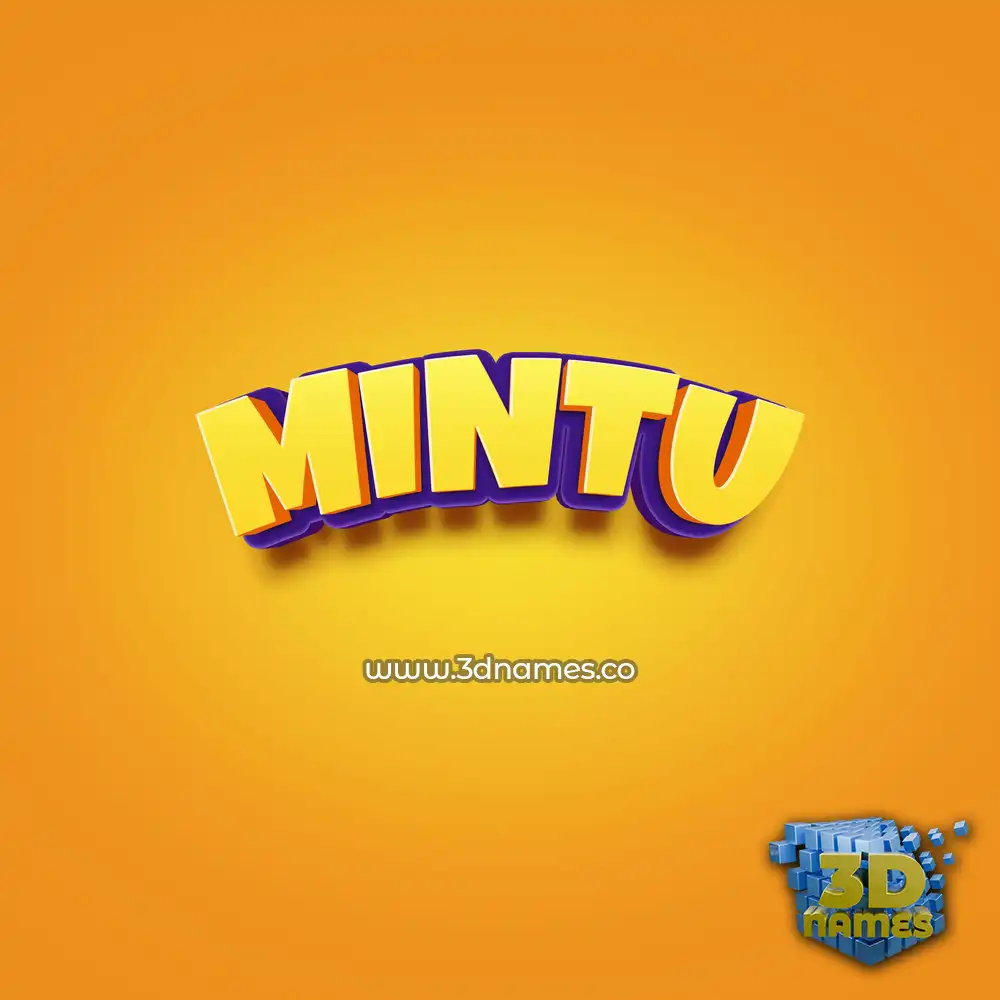 mintu in Orange Toon style - 3D name wallpaper