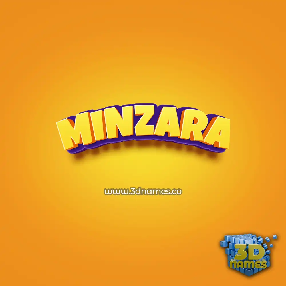 minzara in Orange Toon style - 3D name wallpaper