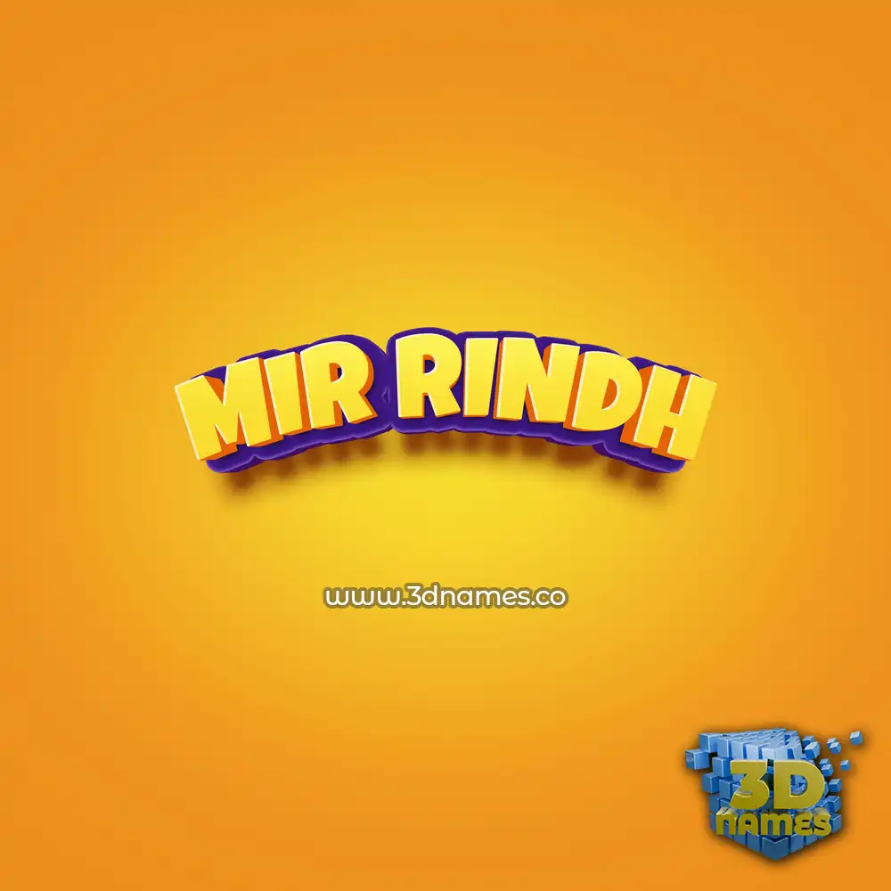mir rindh in Orange Toon style - 3D name wallpaper
