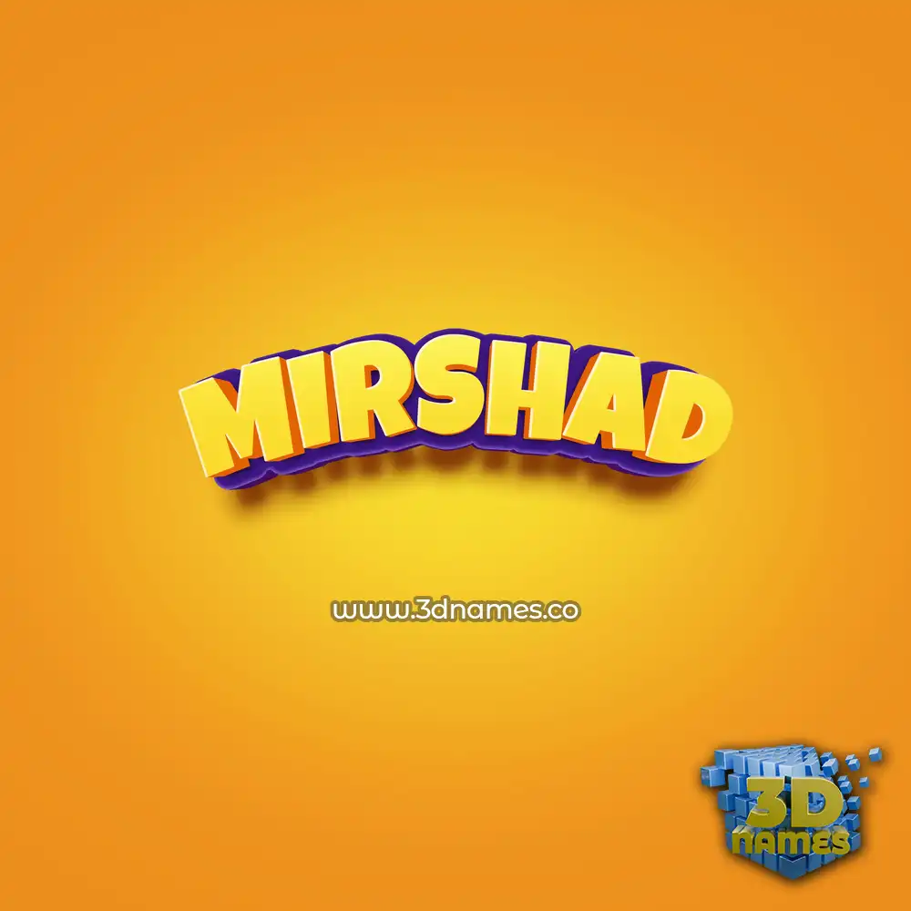 mirshad in Orange Toon style - 3D name wallpaper