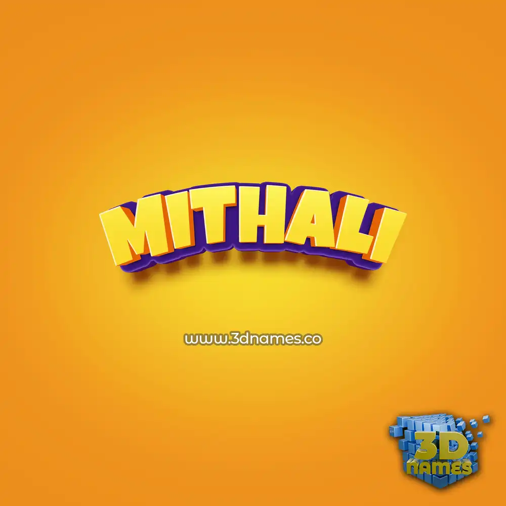 mithali in Orange Toon style - 3D name wallpaper