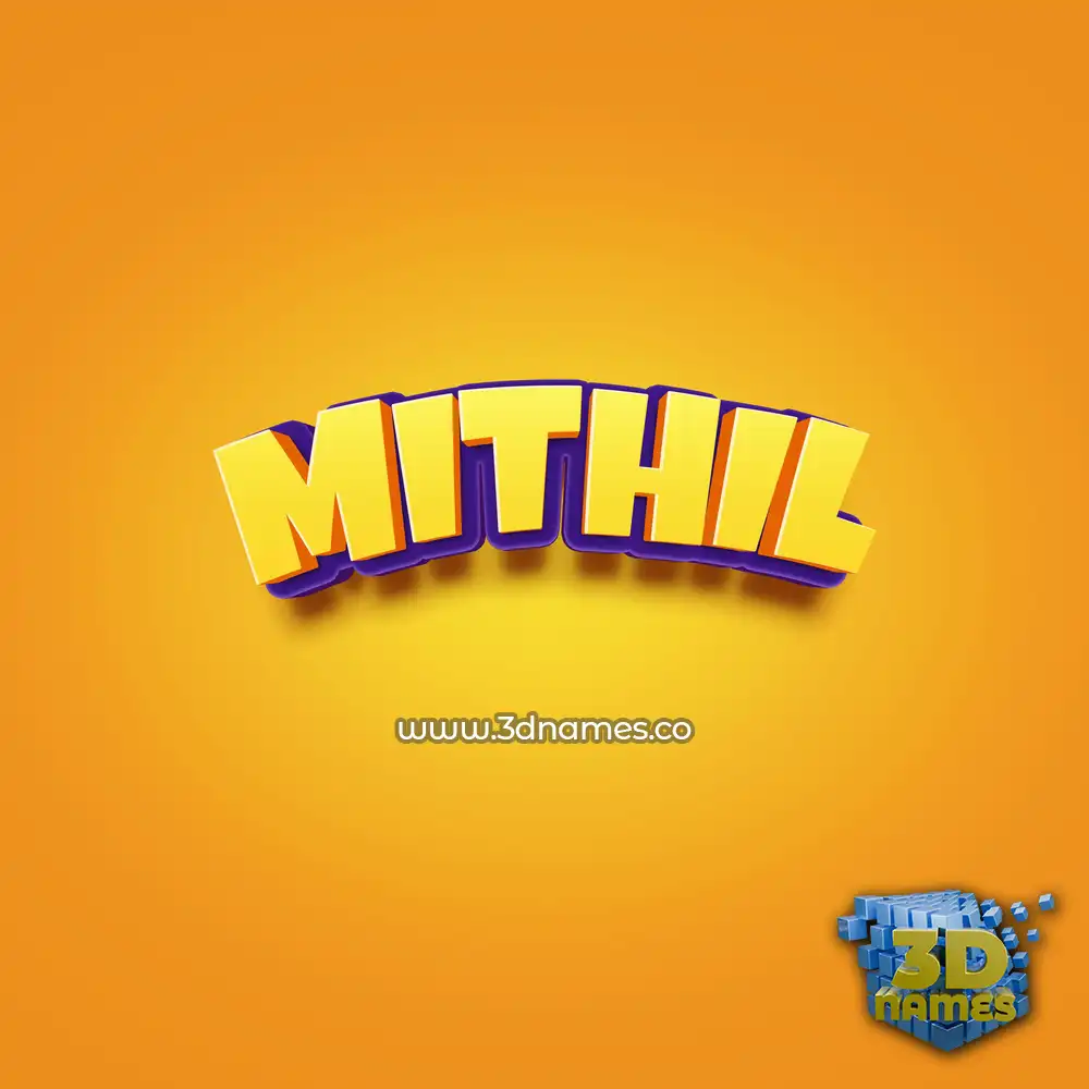 mithil in Orange Toon style - 3D name wallpaper