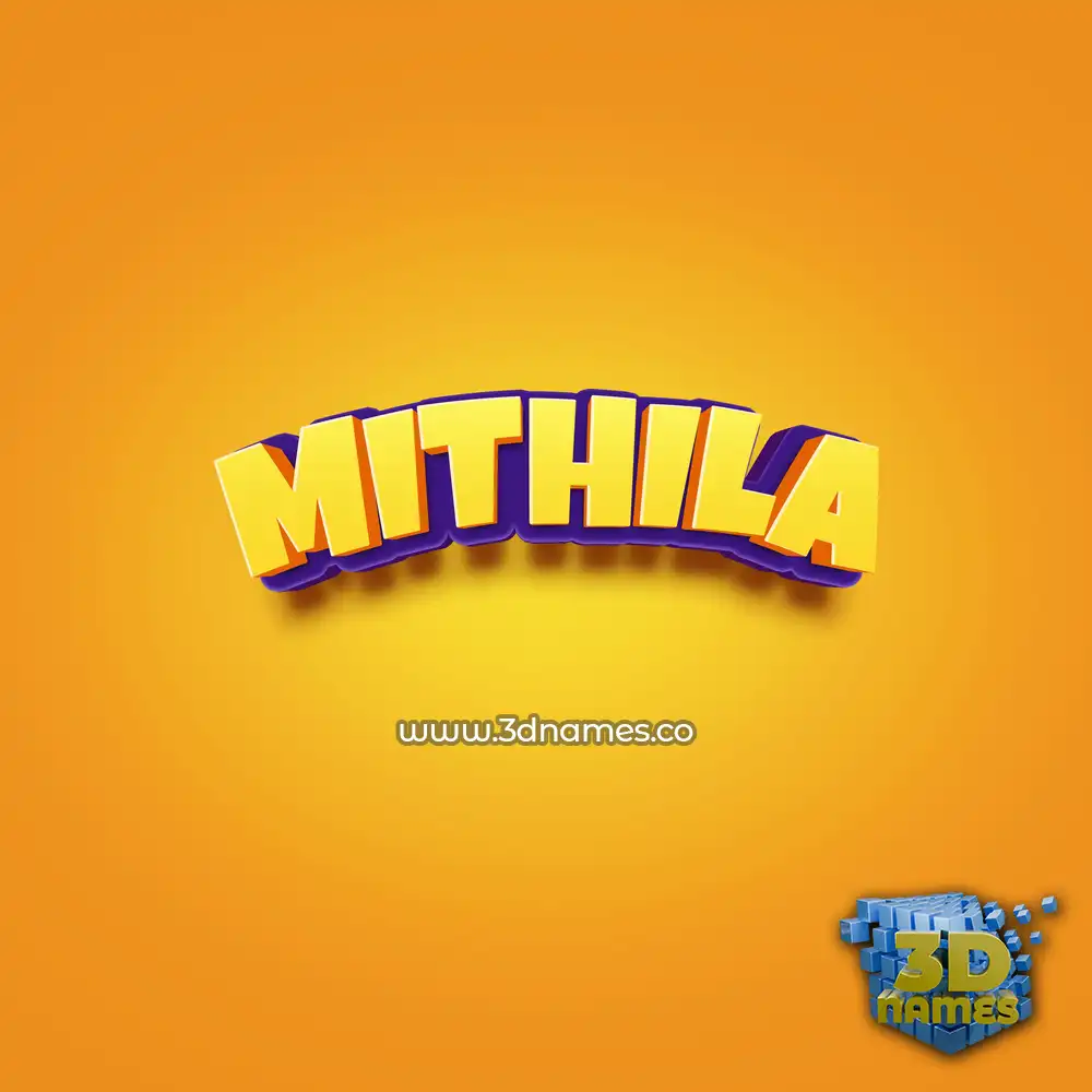 mithila in Orange Toon style - 3D name wallpaper