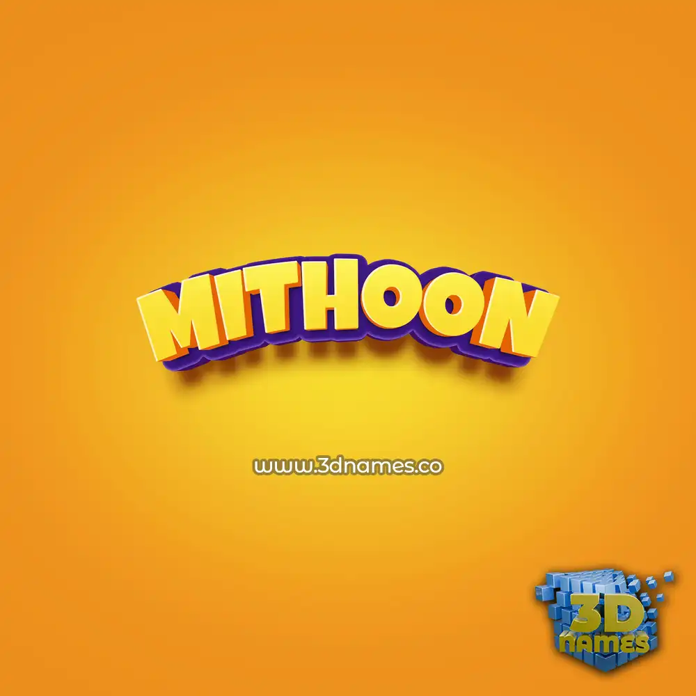 mithoon in Orange Toon style - 3D name wallpaper