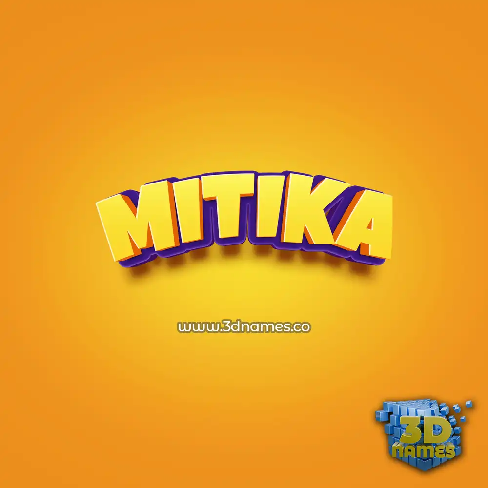 mitika in Orange Toon style - 3D name wallpaper
