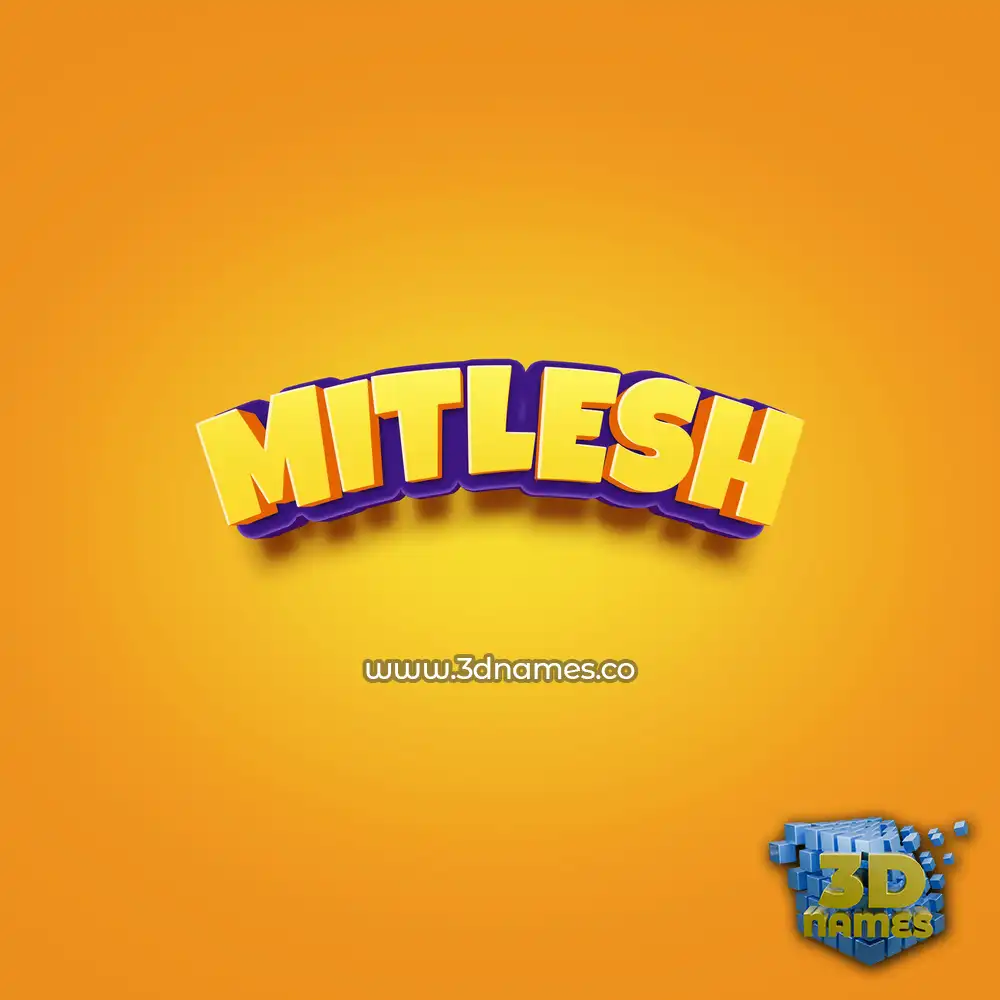 mitlesh in Orange Toon style - 3D name wallpaper