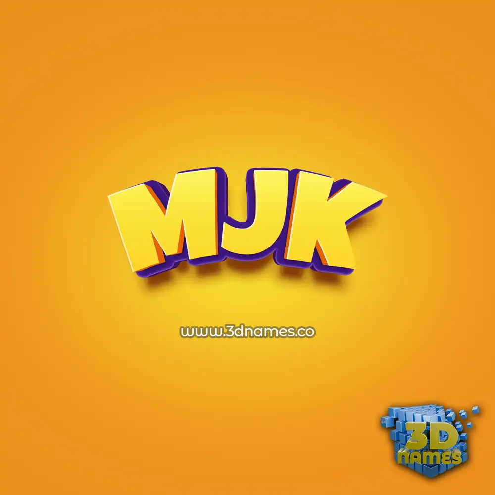 mjk in Orange Toon style - 3D name wallpaper