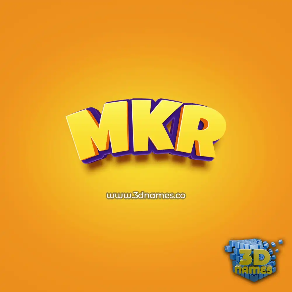 mkr in Orange Toon style - 3D name wallpaper