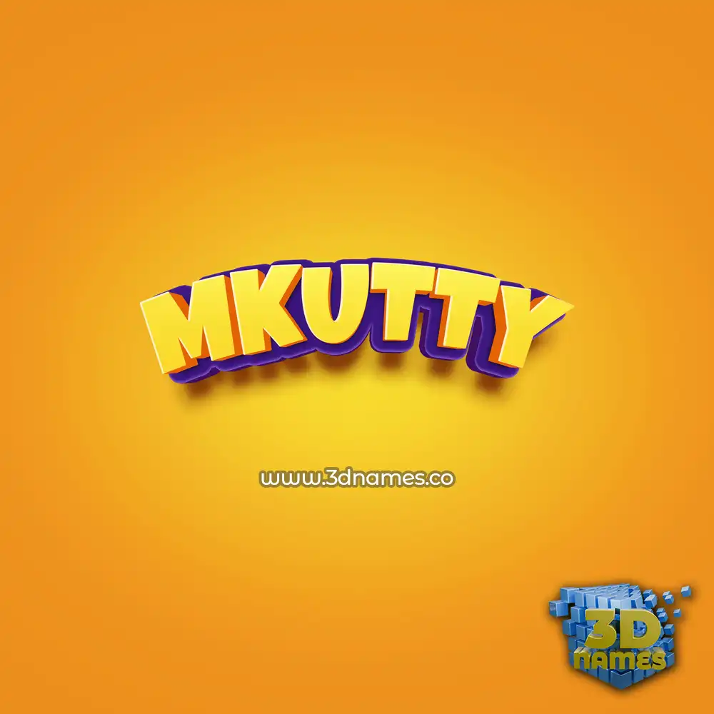 mkutty in Orange Toon style - 3D name wallpaper