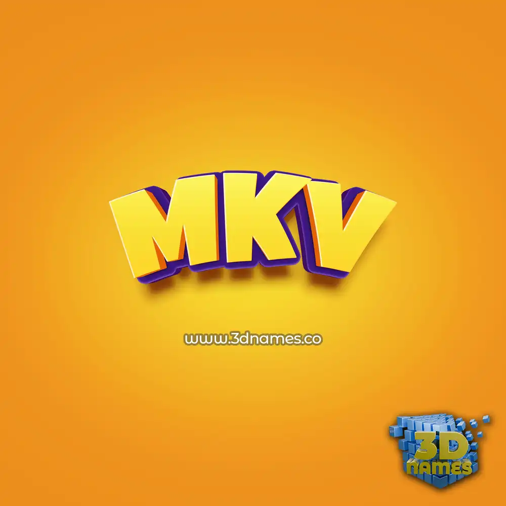 mkv in Orange Toon style - 3D name wallpaper