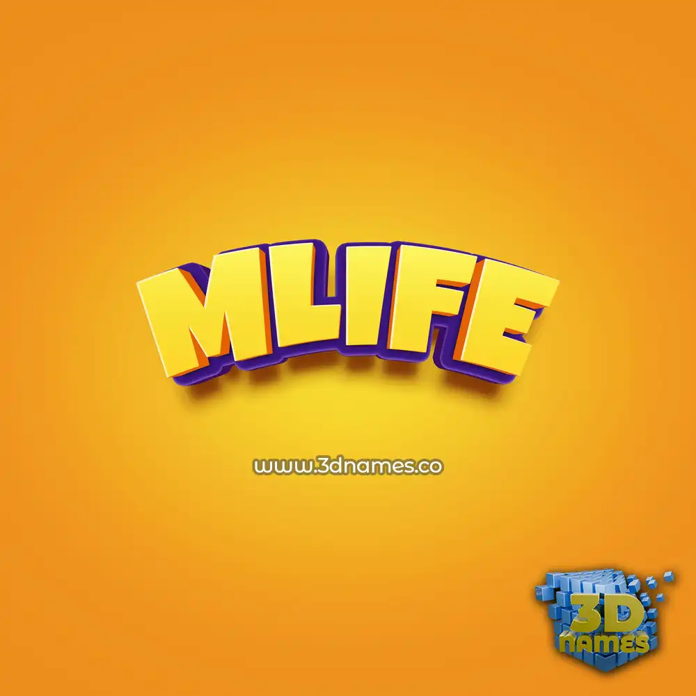 mlife in Orange Toon style - 3D name wallpaper