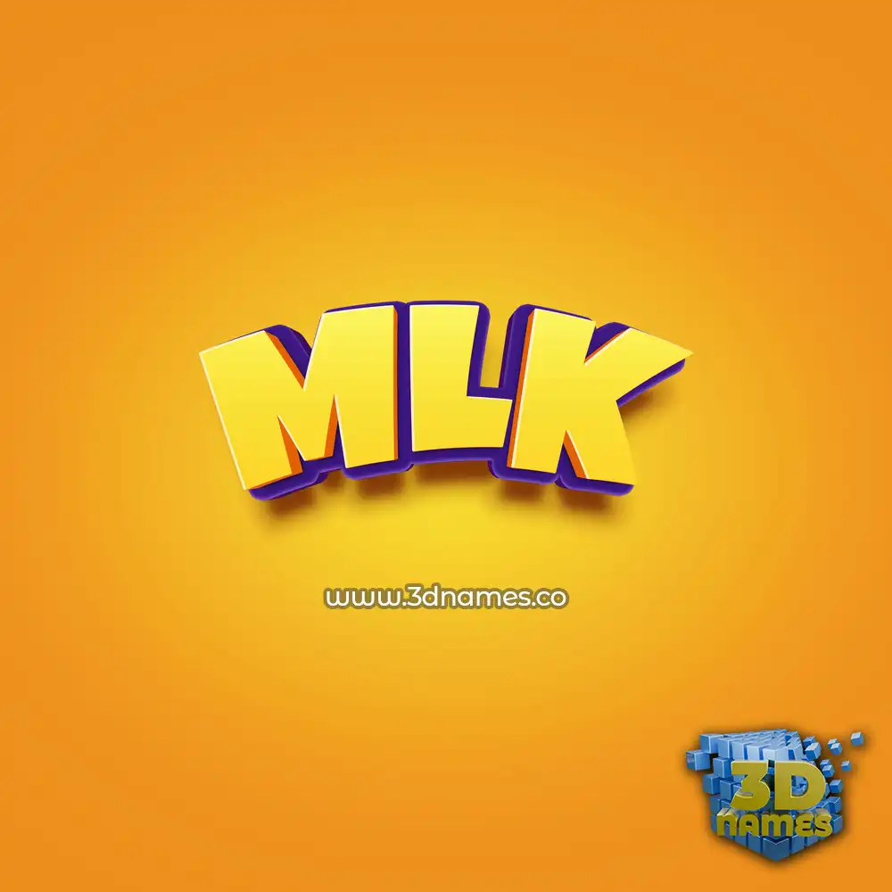 mlk in Orange Toon style - 3D name wallpaper