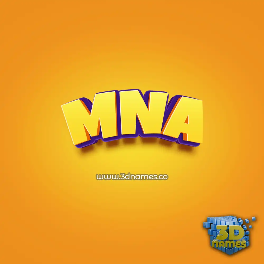 mna in Orange Toon style - 3D name wallpaper