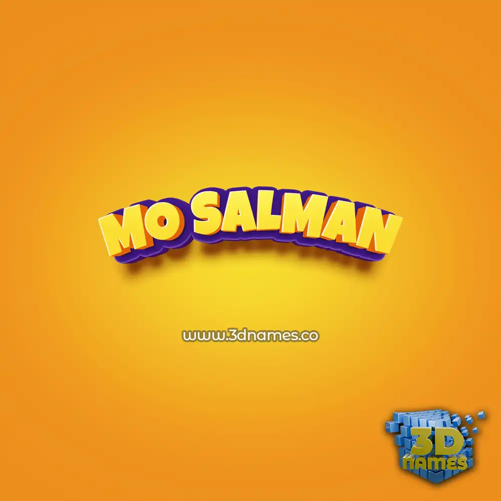 mo salman in Orange Toon style - 3D name wallpaper