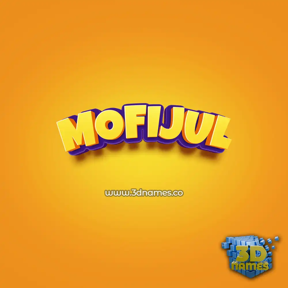 mofijul in Orange Toon style - 3D name wallpaper