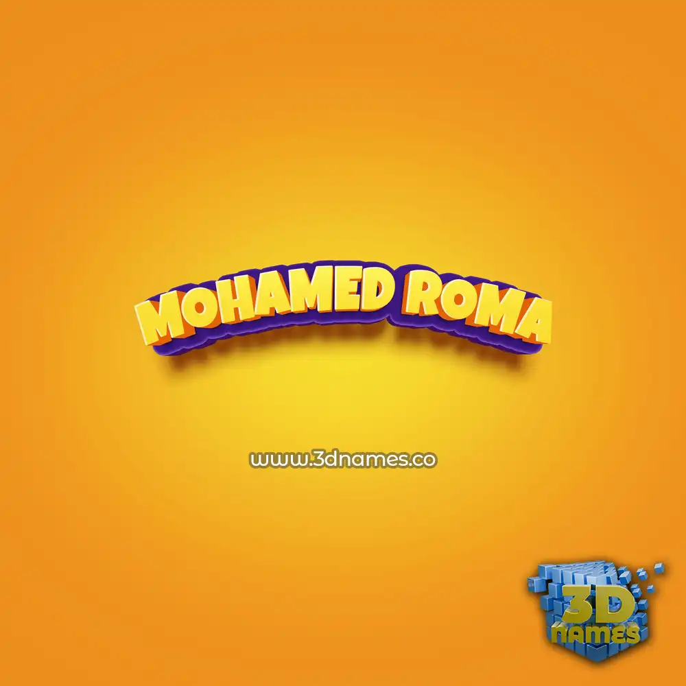mohamed roma in Orange Toon style - 3D name wallpaper
