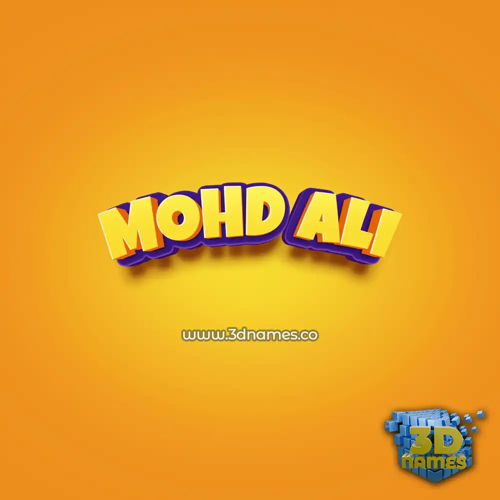 mohd ali in Orange Toon style - 3D name wallpaper
