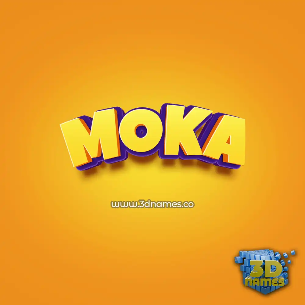 moka in Orange Toon style - 3D name wallpaper