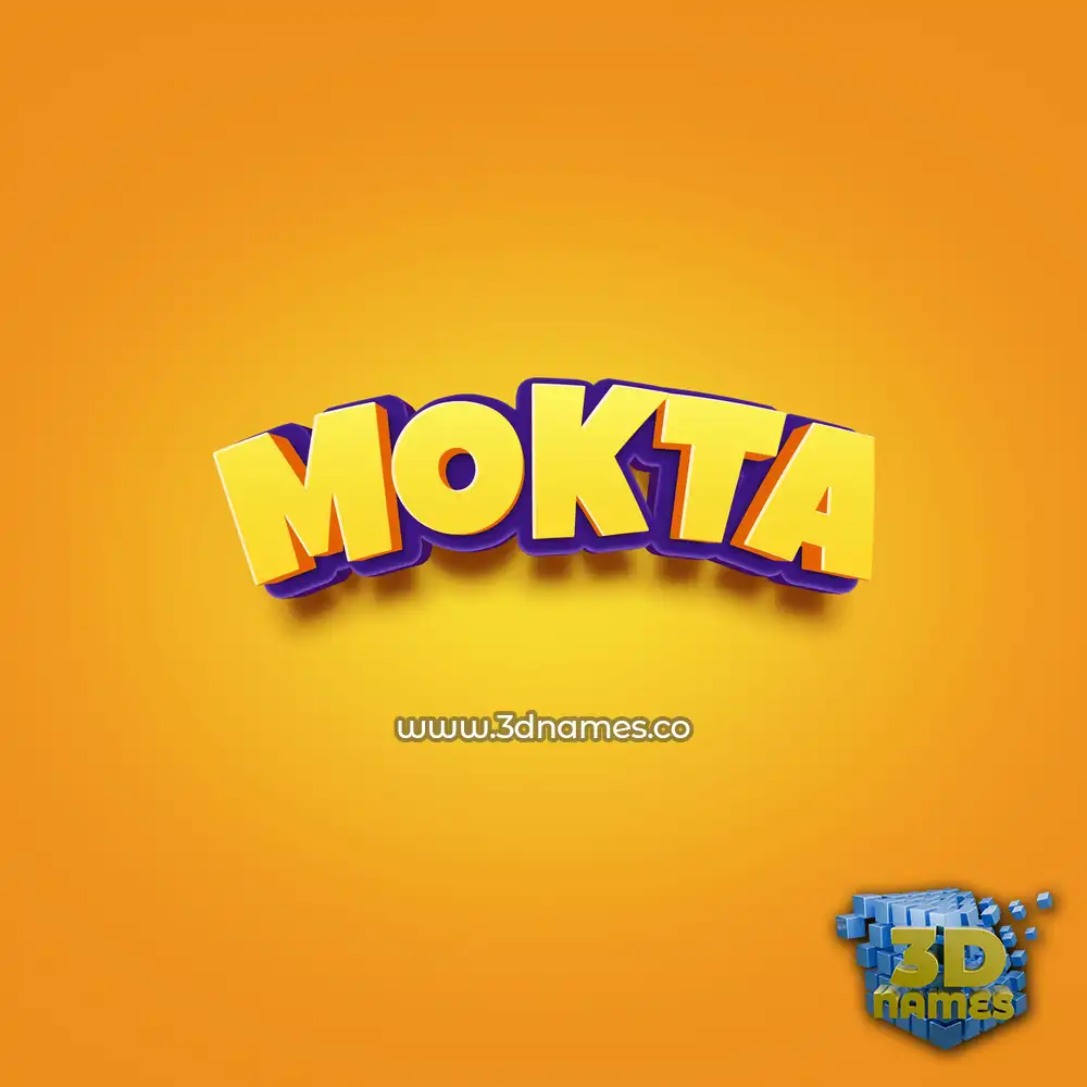 mokta in Orange Toon style - 3D name wallpaper